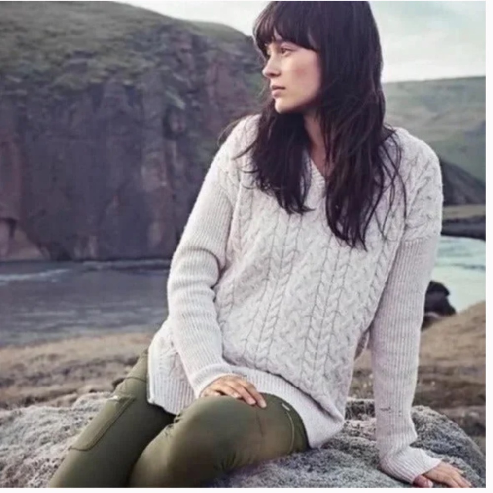 Athleta Northern Lights Wool Cashmere Cable Side Zip Sweater XS